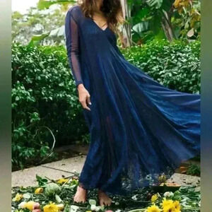 NWT! Free People X We Are HAH Mama C Whit Slip Dress Navy